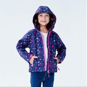 NEW Girls Navy Blue Star Print Waterproof Jacket